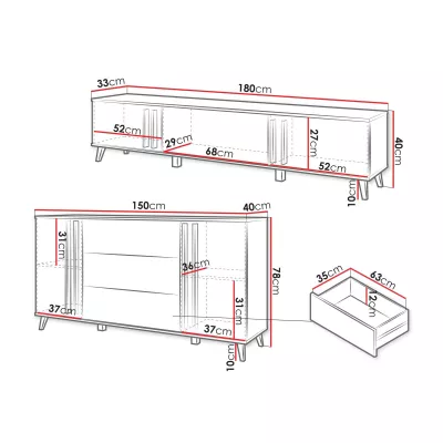 Nábytek do obývacího pokoje POULSBO 3 - congo / černý grafitový