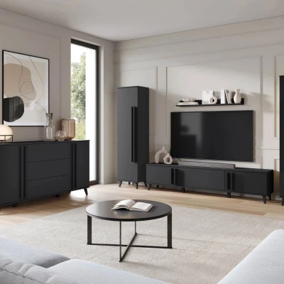 Sestava do obývacího pokoje POULSBO 4 - černá grafitová