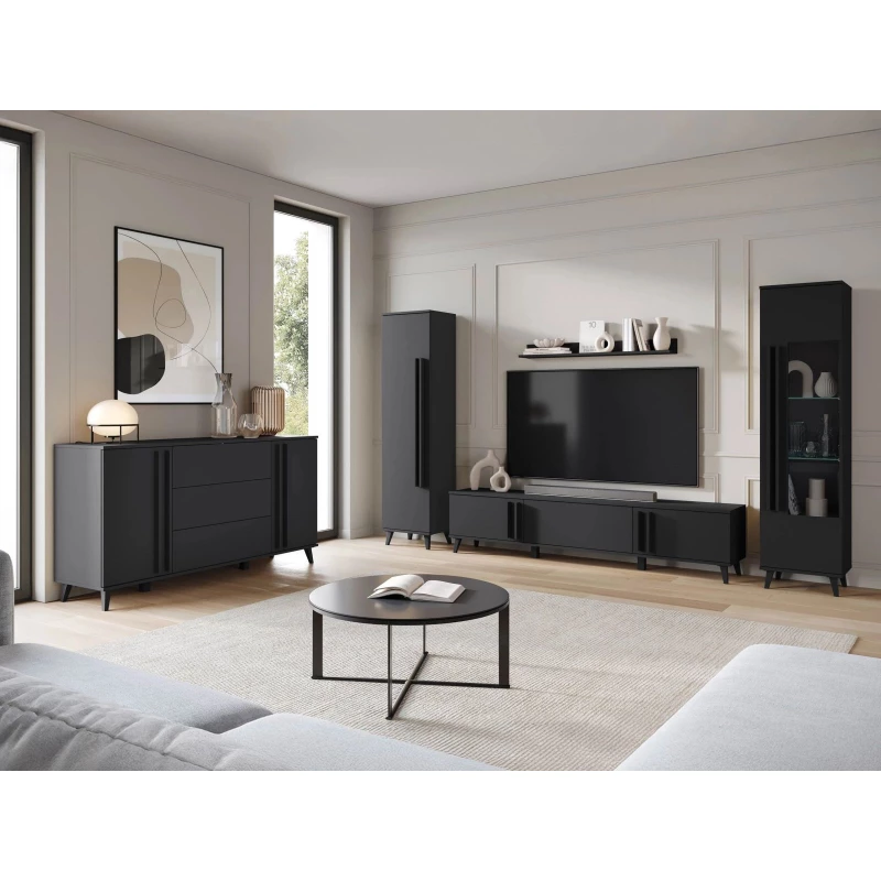 Sestava do obývacího pokoje POULSBO 4 - černá grafitová