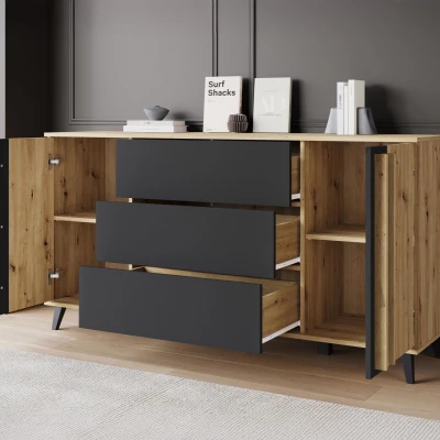 Sestava do obývacího pokoje POULSBO 4 - černá grafitová