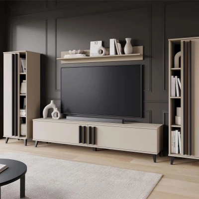 Stěna do obývacího pokoje POULSBO 1 - congo / černá grafitová