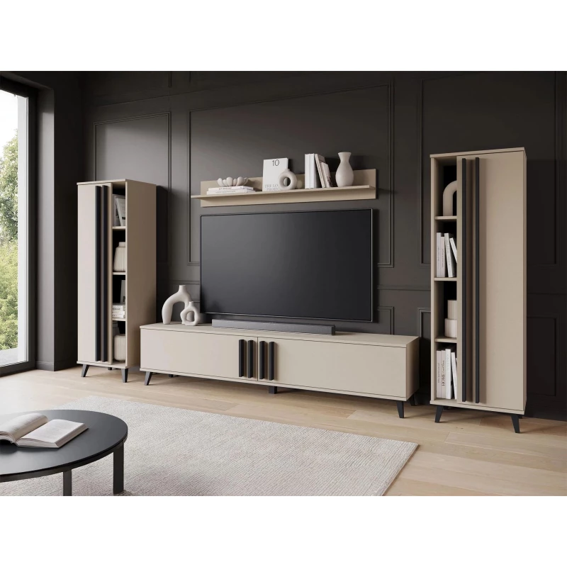 Stěna do obývacího pokoje POULSBO 1 - congo / černá grafitová