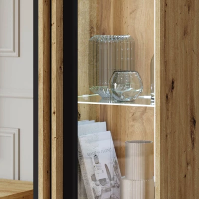 Sestava do obývacího pokoje POULSBO 4 - černá grafitová + LED osvětlení ZDARMA