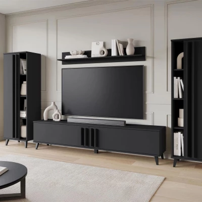 Stěna do obývacího pokoje POULSBO 1 - černá grafitová