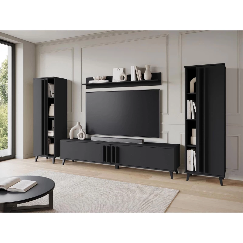 Stěna do obývacího pokoje POULSBO 1 - černá grafitová