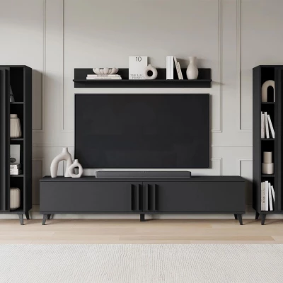 Stěna do obývacího pokoje POULSBO 1 - černá grafitová