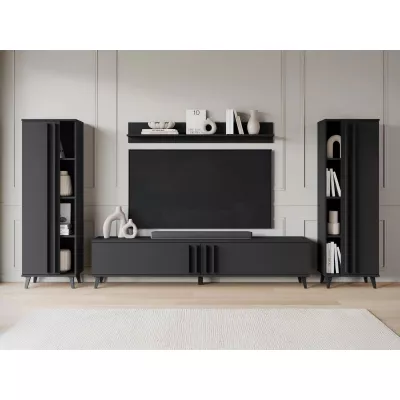 Stěna do obývacího pokoje POULSBO 1 - černá grafitová