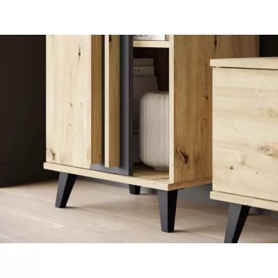 Stěna do obývacího pokoje POULSBO 1 - congo / černá grafitová