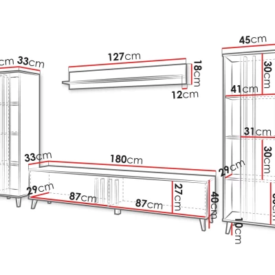 Stěna do obývacího pokoje POULSBO 1 - congo / černá grafitová