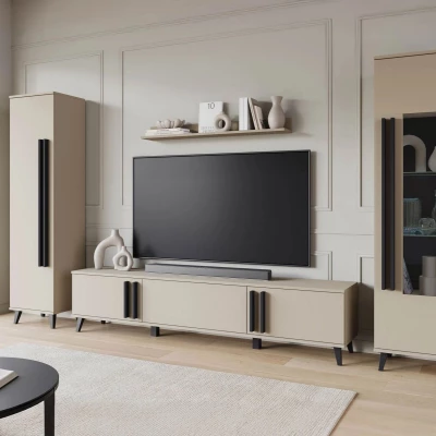 Stěna do obýváku POULSBO 2 - congo / černá grafitová