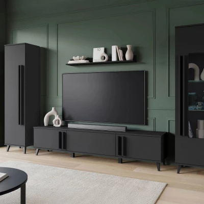 Stěna do obýváku POULSBO 2 - černá grafitová