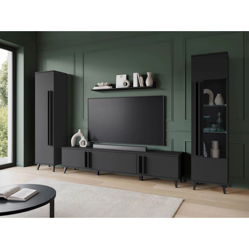 Stěna do obýváku POULSBO 2 - černá grafitová