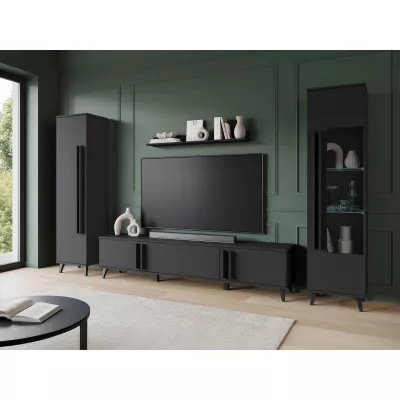 Stěna do obýváku POULSBO 2 - černá grafitová