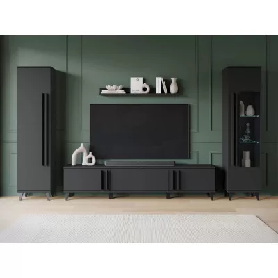 Stěna do obýváku POULSBO 2 - černá grafitová