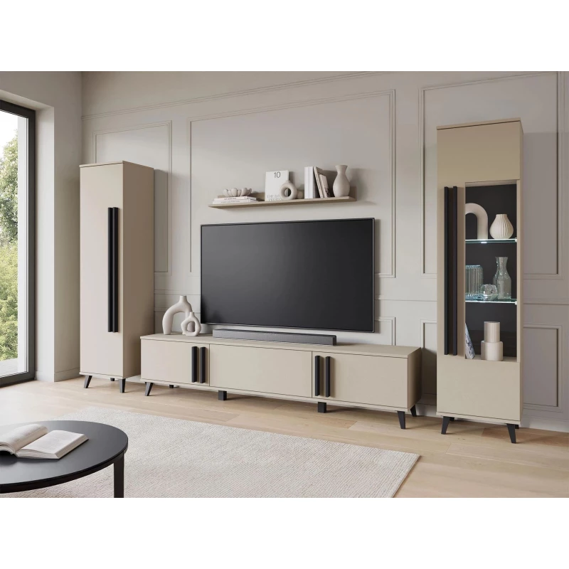 Stěna do obýváku POULSBO 2 - congo / černá grafitová + LED osvětlení ZDARMA