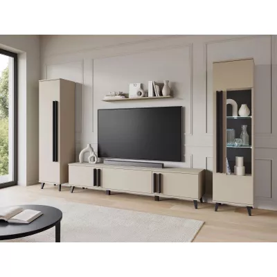 Stěna do obýváku POULSBO 2 - congo / černá grafitová + LED osvětlení ZDARMA