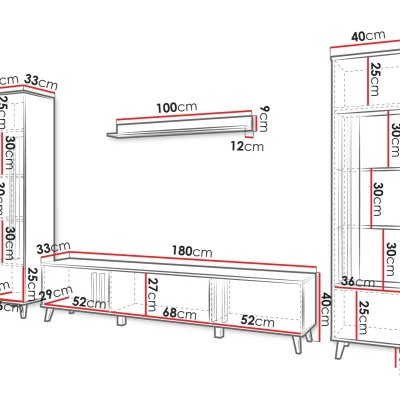 Stěna do obýváku POULSBO 2 - černá grafitová