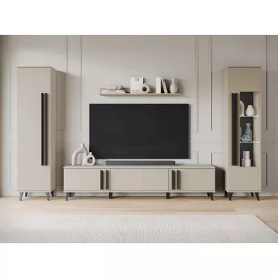 Stěna do obýváku POULSBO 2 - congo / černá grafitová + LED osvětlení ZDARMA