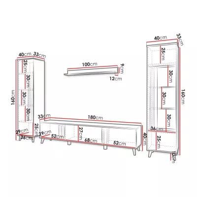 Stěna do obýváku POULSBO 2 - congo / černá grafitová + LED osvětlení ZDARMA