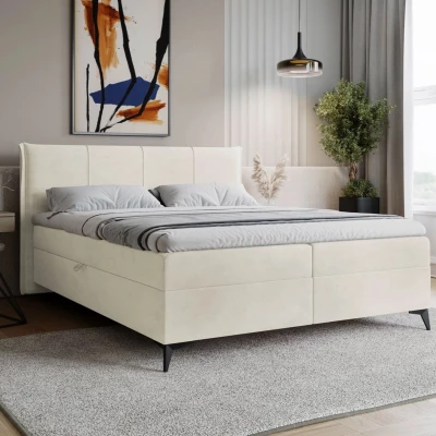 Čalouněná kontinentální postel 180x200 PASCO - špinavá bílá + topper ZDARMA