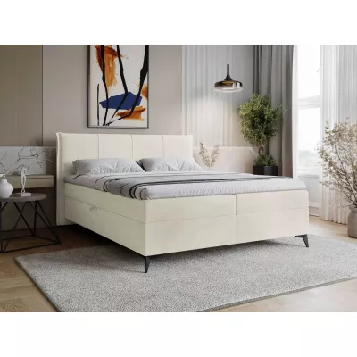 Čalouněná kontinentální postel 180x200 PASCO - špinavá bílá + topper ZDARMA