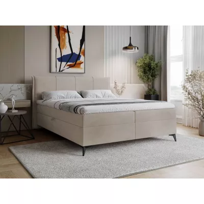 Čalouněná kontinentální postel 160x200 PASCO - béžovohnědá + topper ZDARMA
