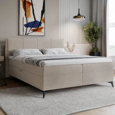 Čalouněná kontinentální postel 180x200 PASCO - béžovohnědá + topper ZDARMA