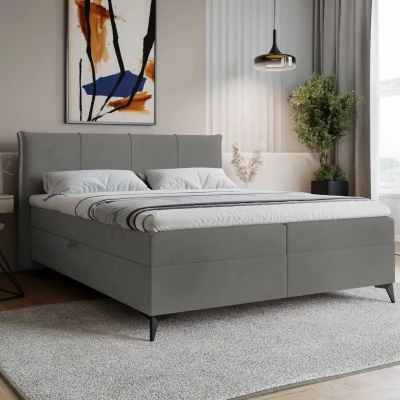 Čalouněná kontinentální postel 180x200 PASCO - tmavá šedá + topper ZDARMA