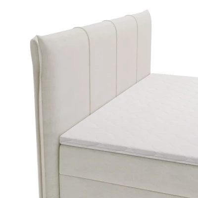 Čalouněná kontinentální postel 140x200 PASCO - špinavá bílá + topper ZDARMA
