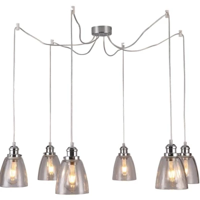 Moderní závěsný nastavitelný lustr VOICE - 6xE27, 40W, chromovaný