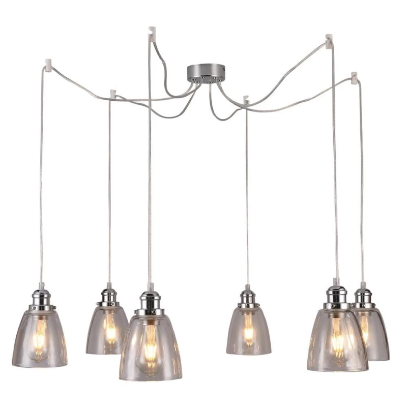 Moderní závěsný nastavitelný lustr VOICE - 6xE27, 40W, chromovaný