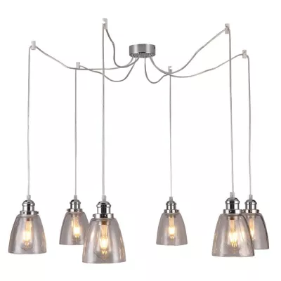 Moderní závěsný nastavitelný lustr VOICE - 6xE27, 40W, chromovaný