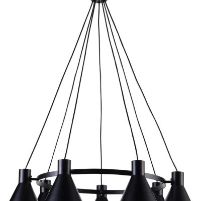 Moderní závěsný lustr na lanku MORE - 7xE27, 40W, černý / zlatý