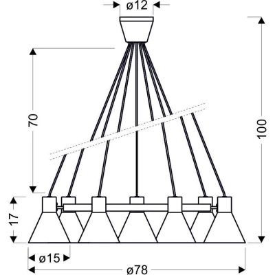 Moderní závěsný lustr na lanku MORE - 7xE27, 40W, černý / zlatý