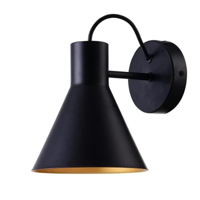 Moderní nástěnná lampa MORE - 1xE27, 40W, černá / zlatá