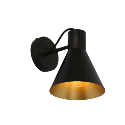 Moderní nástěnná lampa MORE - 1xE27, 40W, černá / zlatá