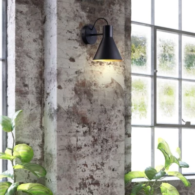 Moderní nástěnná lampa MORE - 1xE27, 40W, černá / zlatá