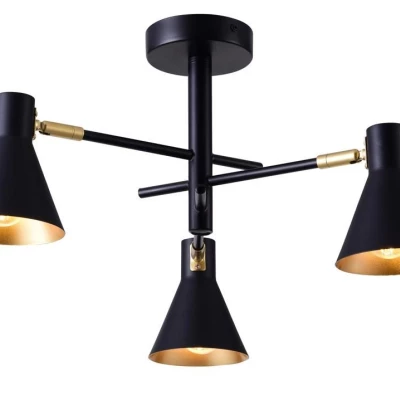 Tříramenný lustr v loftovém stylu LESS - 3xE14, 40W, černý / zlatý