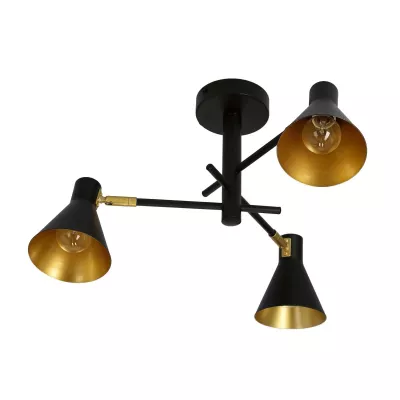 Tříramenný lustr v loftovém stylu LESS - 3xE14, 40W, černý / zlatý