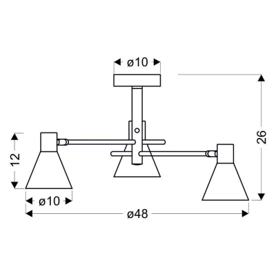 Tříramenný lustr v loftovém stylu LESS - 3xE14, 40W, černý / zlatý