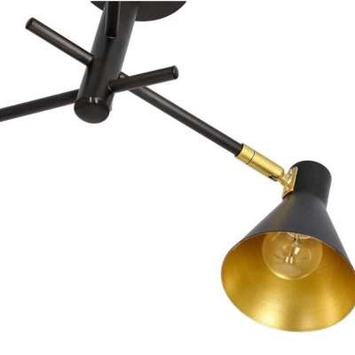 Tříramenný lustr v loftovém stylu LESS - 3xE14, 40W, černý / zlatý