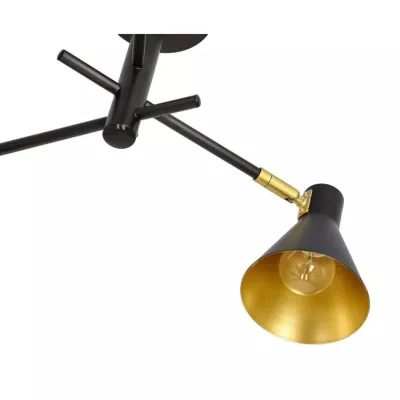 Tříramenný lustr v loftovém stylu LESS - 3xE14, 40W, černý / zlatý