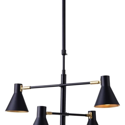 Čtyřramenný lustr v loftovém stylu LESS - 4xE14, 40W, černý / zlatý