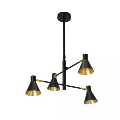 Čtyřramenný lustr v loftovém stylu LESS - 4xE14, 40W, černý / zlatý