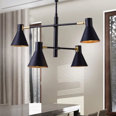 Čtyřramenný lustr v loftovém stylu LESS - 4xE14, 40W, černý / zlatý