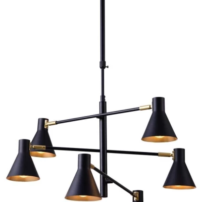 Šestiramenný lustr v loftovém stylu LESS - 6xE14, 40W, černý / zlatý