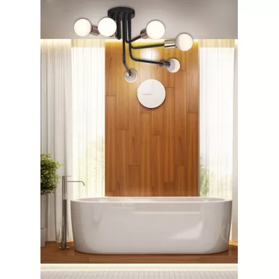 Přisazený industriální lustr SPILL - 6xE27, 60W, černý / zlatý