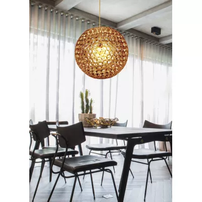 Designové závěsné osvětlení ABROS - 1xE27, 60W, koule, měděné