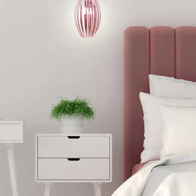 Závěsné moderní osvětlení ABUKO - 1xE27, 60W, růžové