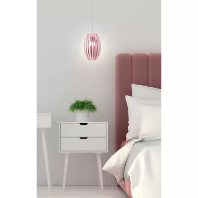 Závěsné moderní osvětlení ABUKO - 1xE27, 60W, růžové